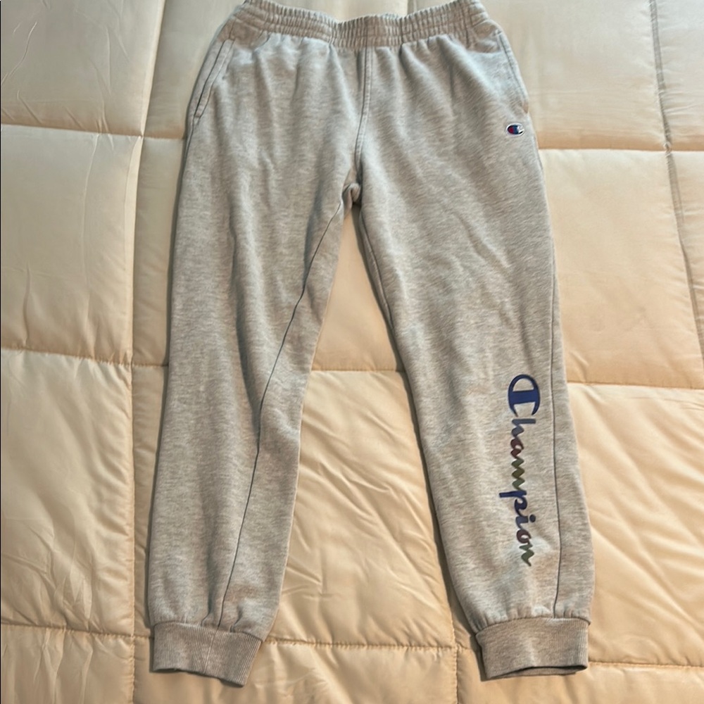 Champion Gray Sweatpants Relaxed Fit Elastic Cuffs